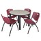 Kee Kee Round Table & Chair Set, Wood, Metal, Plastic Top, Maple TB36RNDPLBPBK47BY - alternate 1